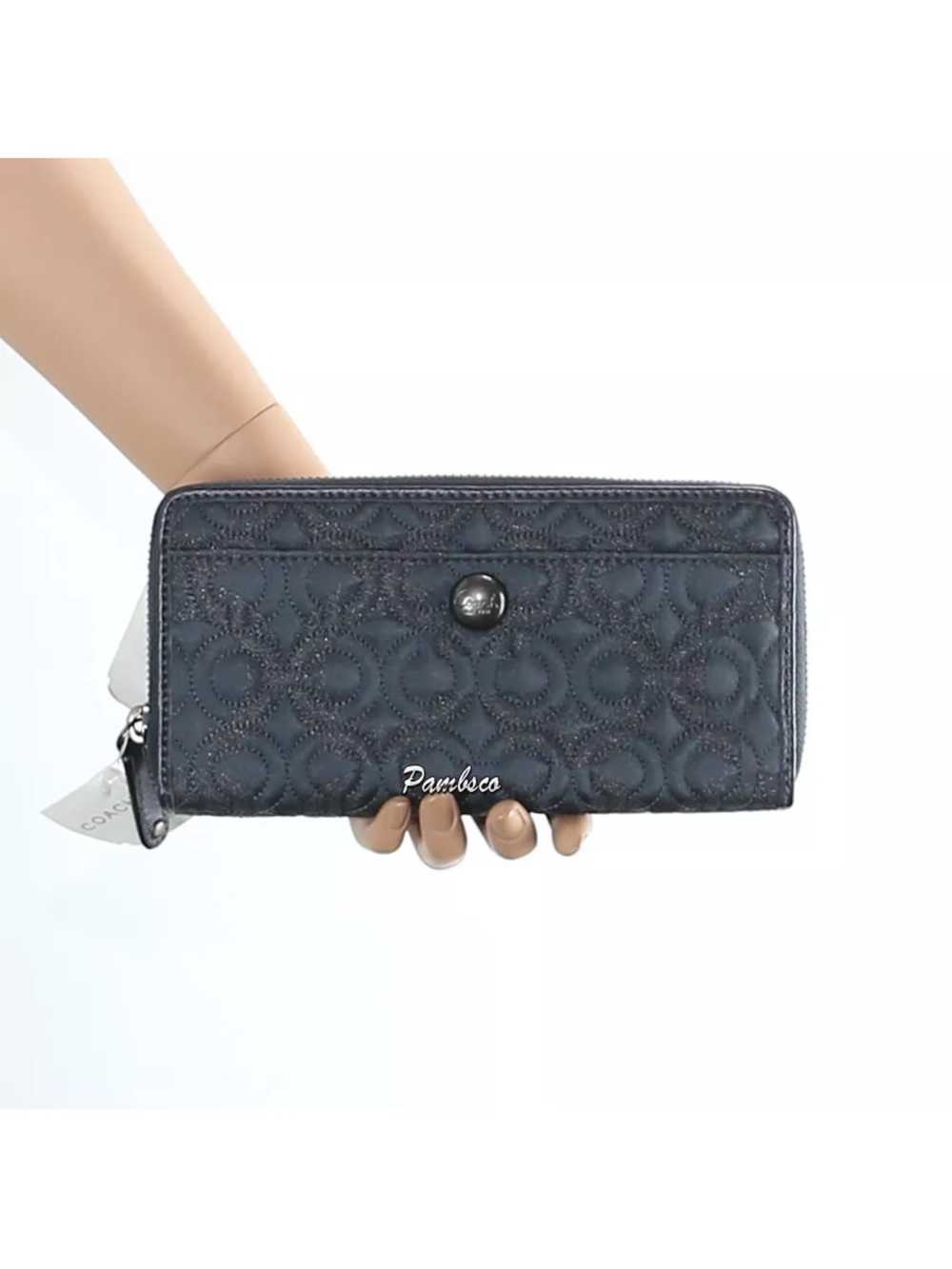 Coach Gramercy Lurex Op Art Accordion Zip Wallet NWT